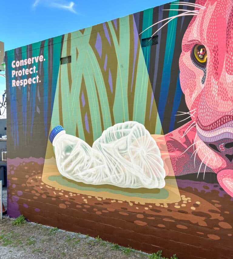 Florida Pink Panther VoLo Foundation Mural Orlando A Pivotal Character Artworks Street Art Fabrication Signage Graffiti Painting Climate Change Awareness Conservation Environment Everglades SEESKIP Charity Public Art Hire Professional Nashville Miami Tampa St Petersburg Artist Hire Muralist